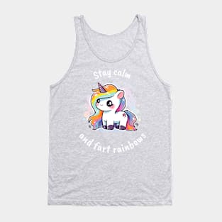 Stay calm and fart rainbows! Unicorn Tank Top